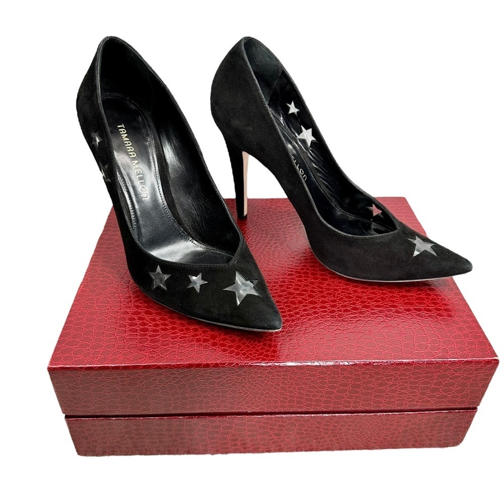 Tamara Mellon Star Cutout Suede Heel Pumps - Picture 2 of 9
